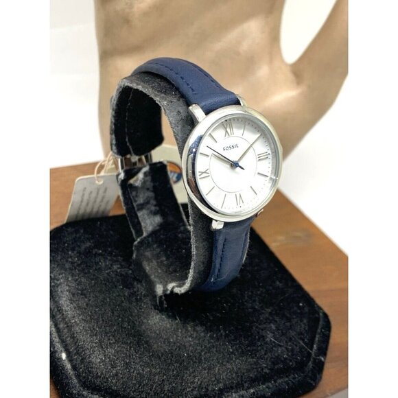 Fossil Women's Watch ES3935 Jacqueline Quartz White Dial Blue Leather Band 27mm - Picture 13 of 13